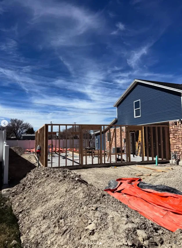 Home addition wall framing at an earlier stage by Frame Platinum LLC