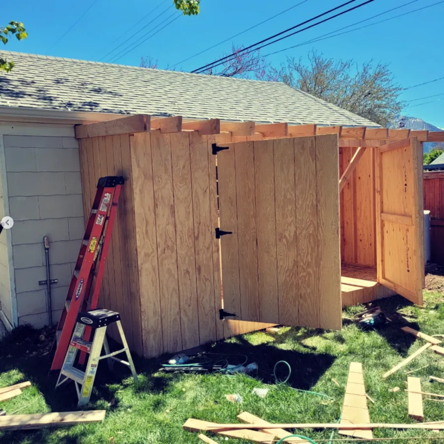 Shed build during framing and exterior work by Frame Platinum LLC